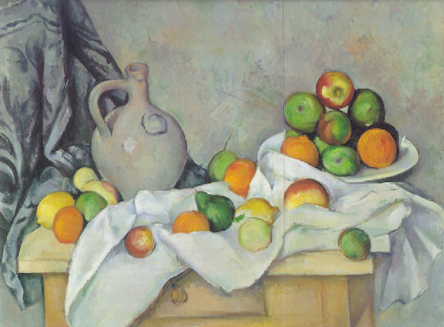 Paul Cézanne, Rideau, Cruchon et Compotier