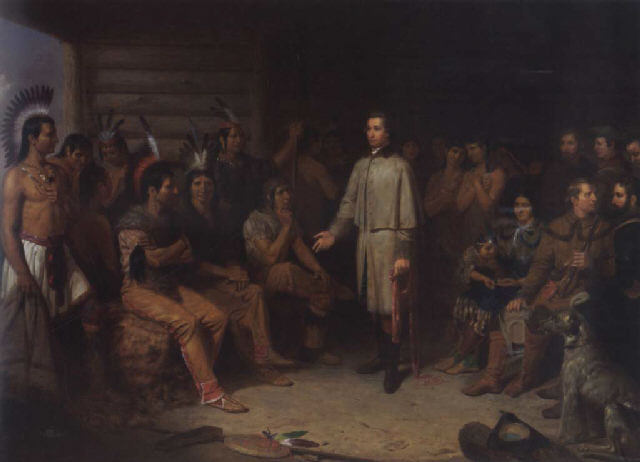 Washington and the Indian Council - Junius Brutus Stearns Painting