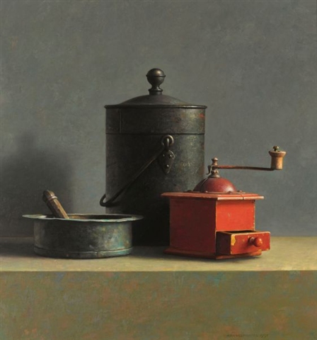 Henk Helmantel, Still life with red coffee mill