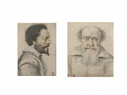 Portrait of a man in profile<br />Portrait of a man facing the viewer