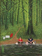 Camille Bombois - Les Levandieres au board du Ruisseau (Paintings) h: 32 x w: 26.6 in / h: 81.3 x w: 67.6 cm