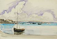 Henri Lebasque - La barque au port (Works on Paper (Drawings, Watercolors etc.)) h: 28.9 x w: 42.6 cm / h: 11.4 x w: 16.8 in