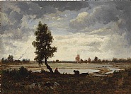 Théodore Rousseau - Effet de ciel sur la plaine (Paintings) h: 21.8 x w: 30.2 cm / h: 8.6 x w: 11.9 in