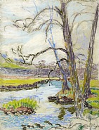 Armand Guillaumin - Paysage à St. Val (Works on Paper (Drawings, Watercolors etc.)) h: 58.5 x w: 45.5 cm / h: 23 x w: 17.9 in