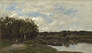 Charles François Daubigny - Le passeur de l’Oise (Paintings) h: 38.5 x w: 67 cm / h: 15.2 x w: 26.4 in