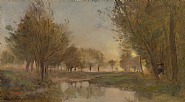 Charles François Daubigny - Barque sur l’etang (Paintings) h: 8 x w: 14.5 in / h: 20.3 x w: 36.8 cm