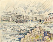 Paul Signac - Port Breton (Works on Paper (Drawings, Watercolors etc.)) h: 23.7 x w: 29.5 cm / h: 9.3 x w: 11.6 in