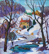 Fern Isabel Coppedge - Cobb's Creek Winter (Paintings) h: 20 x w: 18 in / h: 50.8 x w: 45.7 cm