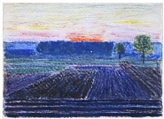 Oscar Florianus Bluemner - Field at Sunset (Works on Paper (Drawings, Watercolors etc.)) h: 5 x w: 7 in / h: 12.7 x w: 17.8 cm