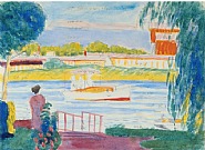 Oscar Florianus Bluemner - Study for Little Ferry, N. J. (Works on Paper (Drawings, Watercolors etc.)) h: 7.1 x w: 9.9 in / h: 18 x w: 25.1 cm