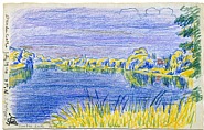 Oscar Florianus Bluemner - Dundee Lake, Patterson, New Jersey (Works on Paper (Drawings, Watercolors etc.)) h: 5.8 x w: 9.2 in / h: 14.7 x w: 23.4 cm
