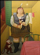 Fernando Botero - Circus Girl in Her Trailer (Paintings) h: 53.5 x w: 39.5 in / h: 135.9 x w: 100.3 cm