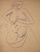 Kniender weiblicher Akt im Badetub / Kneeling female nude in bathtub