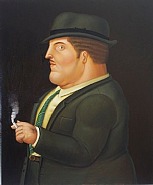 Fernando Botero - Man smoking (Paintings) h: 100 x w: 83.8 cm / h: 39.4 x w: 33 in