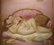 Fernando Botero - Lovers on a French Sofa (Paintings) h: 164 x w: 195.5 cm / h: 64.6 x w: 77 in