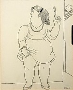 Fernando Botero - Little Whore (Works on Paper (Drawings, Watercolors etc.)) h: 43.8 x w: 35.2 cm / h: 17.2 x w: 13.9 in