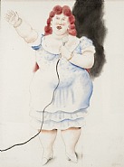 Fernando Botero - The Singer (Works on Paper (Drawings, Watercolors etc.)) h: 132 x w: 99 cm / h: 52 x w: 39 in