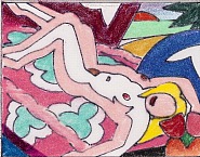 Tom Wesselmann - Study for Sunset Nude with Floral Blanket (Works on Paper (Drawings, Watercolors etc.)) h: 7.6 x w: 10.2 cm / h: 3 x w: 4 in