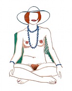 Tom Wesselmann - Monika Crosslegged with Beads (Paintings) h: 29.2 x w: 19.2 cm / h: 11.5 x w: 7.6 in