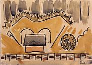 Arthur Dove - ACROSS THE HARBOR (Works on Paper (Drawings, Watercolors etc.)) h: 5 x w: 7 in / h: 12.7 x w: 17.8 cm