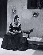 Lola Alvarez Bravo - Frida (seated with dog) (Photographs) h: 10.5 x w: 14.1 in / h: 26.7 x w: 35.8 cm
