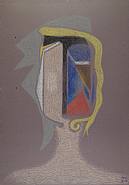 Meret Oppenheim - Frau mit Hut (Woman with Hat) (Works on Paper (Drawings, Watercolors etc.)) h: 80 x w: 56 cm / h: 31.5 x w: 22 in
