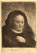 Rembrandt van Rijn - The Artist's Mother with her hand on her chest: Small Bust (Prints and Multiples) h: 2.8 x w: 2 in / h: 7.1 x w: 5.1 cm