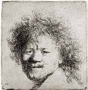 Rembrandt van Rijn - Self-Portrait with Long Bushy Hair (Prints and Multiples) h: 2.5 x w: 2.4 in / h: 6.4 x w: 6.1 cm