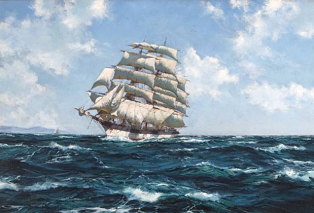  Montague Dawson, American Windjammer Under Full Sail, circa 1950s