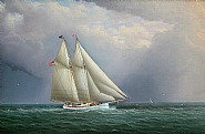 James Edward Buttersworth - Schooner AGNES of the Atlantic Yacht Club (Paintings) h: 12 x w: 18 in / h: 30.5 x w: 45.7 cm