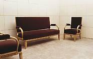 Emile Jacques Ruhlmann - Ensemble de salon Salonicol composé d’un canapé et deux fauteuils en bois doré / Set composed of a settee and two armchairs in gilt wood, Salonicol model (Furniture)