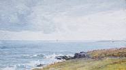 William Trost Richards - A View of Beavertail from the South Shore of Newport (Paintings) h: 5.4 x w: 9.2 in / h: 13.7 x w: 23.4 cm