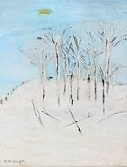 Milton Avery - Birch Trees in Snow (Works on Paper (Drawings, Watercolors etc.)) h: 20 x w: 16 in / h: 50.8 x w: 40.6 cm