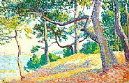 Maximilien Luce - Pinède au bord de mer (Paintings) h: 10.2 x w: 15.8 in / h: 25.9 x w: 40.1 cm