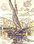 Paul Signac - Le port de Saint-Tropez h: 12.8 x w: 9.9 in / h: 32.5 x w: 25.1 cm