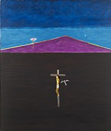 Craigie Aitchison - Crucifixion (Paintings) h: 68 x w: 57 in / h: 172.7 x w: 144.8 cm