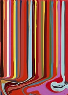 Ian Davenport - Puddle Painting: Red (Study after Gauguin) (Paintings) h: 72 x w: 52 cm / h: 28.3 x w: 20.5 in