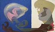 David Smith - Untitled (Head, Blue and White) (Paintings) h: 14 x w: 24 in / h: 35.6 x w: 61 cm