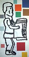 Donald Baechler - Abstract Painting with Standing Figure (Paintings) h: 96 x w: 50 in / h: 243.8 x w: 127 cm