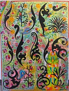 Philip Taaffe - Painting with Ornamental Fragments #II (Paintings) h: 40 x w: 30 in / h: 101.6 x w: 76.2 cm