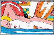 Study for Sunset Nude with Abstract Painting