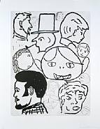 Donald Baechler - Crowd (Prints and Multiples) h: 55 x w: 42.5 in / h: 139.7 x w: 108 cm