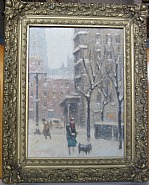 Guy Carleton Wiggins - Winter on the Avenue (Paintings) h: 9 x w: 11.8 in / h: 22.9 x w: 30 cm