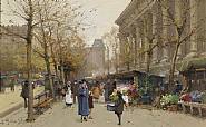Eugène Galien-Laloue - <i>Flower Market, La Madeleine</I> (Paintings)