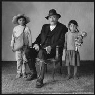 Gregory Peck with two young extras, Old Gringo, Mexico City, Mexico