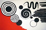 Alexander Calder - Composition with Black Spirals and Circle with Red (Prints and Multiples) h: 29.2 x w: 43 in / h: 74.2 x w: 109.2 cm