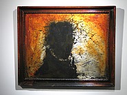 Untitled (Black head with orange background)