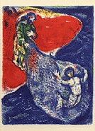 Marc Chagall - Arabian Nights, Plate 8<br>When Abdullah got the net ashore, he saw a man in it and he fled from him, but the man called out to him from within the net..., 1948