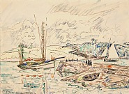 Paul Signac - Concarneau (Works on Paper (Drawings, Watercolors etc.)) h: 28 x w: 39 cm / h: 11 x w: 15.4 in
