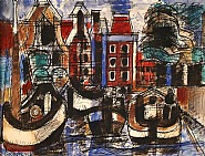Marcel Gromaire - Le port (Paintings) h: 25 x w: 32.5 cm / h: 9.8 x w: 12.8 in